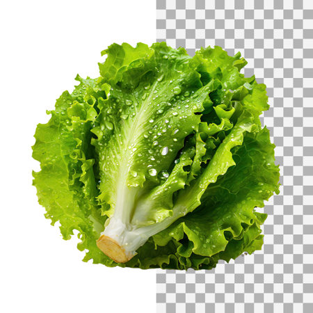 A Fresh And Crunchy Lettuce With Water Drops, Without Shadow, Blank White Isolated Backgroundの素材