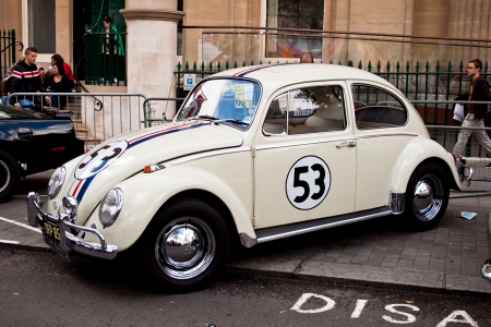 The Volkswagen Beetle car Herbie, parked in London June 2012のeditorial素材