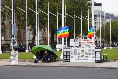 peace camp of the late Brian Haw, Westminster, London, United Kingdom, June, 2012のeditorial素材