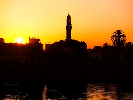 Sunset over the River Nileの写真素材