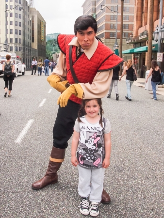 Gaston and a young girl at Disneyland Parisのeditorial素材