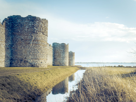 Portchester Castle, England, after an exceptionaly high tideのeditorial素材
