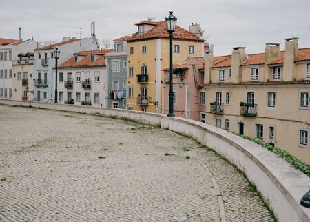 Beautiful cityscape panorama. View on the old town during the day in Lisbon city, Portugalの写真素材