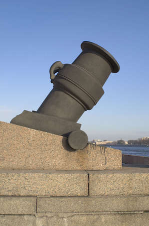 Cannon at Arsenal Embankment in Saint Petersburg, Russia.の写真素材