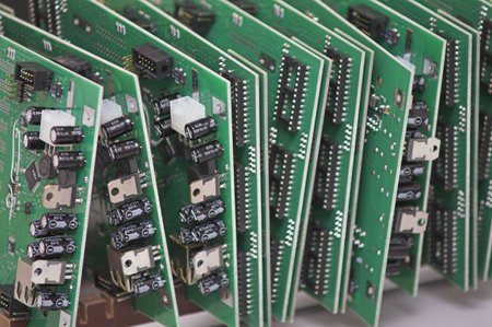 Integrated Circuits - 3 - stacked on a table.