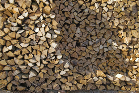 Stack of Firewood - Stack of Firewood Piled By House