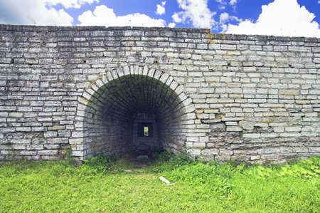 Protective Wall of Old Ladoga Fortress, Ancient Russian Capitalの写真素材
