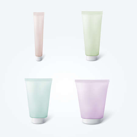 Set of 4 blank cosmetic tubesのイラスト素材