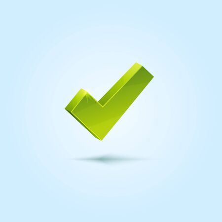 Green check mark isolated on blue backgroundのイラスト素材