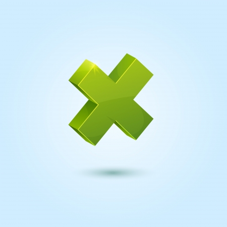Green X mark symbol isolated on blue backgroundのイラスト素材