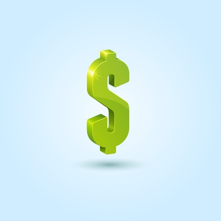 Green dollar sign isolated on blue backgroundのイラスト素材