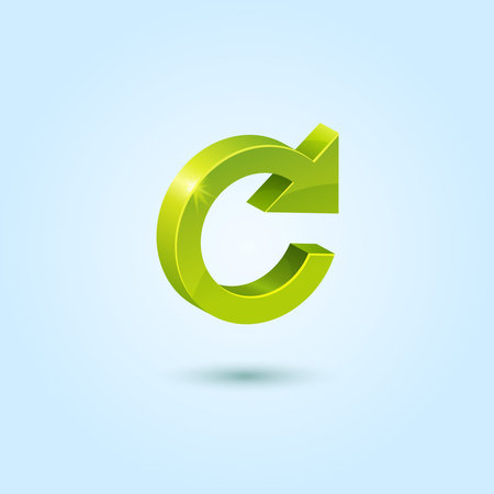 Green refresh symbol isolated on blue backgroundのイラスト素材
