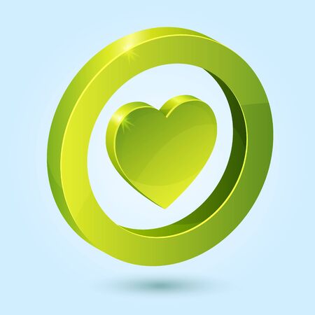 Green heart symbol isolated on blue background. This icon is fully editable.のイラスト素材