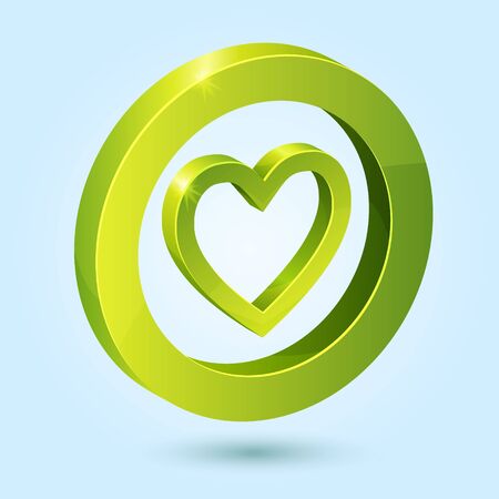 Green heart symbol isolated on blue background. This icon is fully editable.のイラスト素材