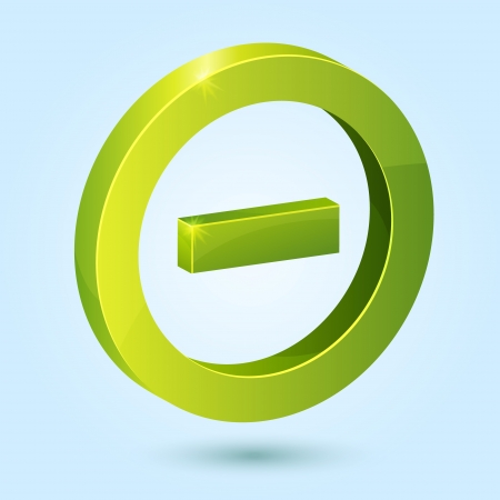 Green minus symbol isolated on blue background. This icon is fully editable.のイラスト素材