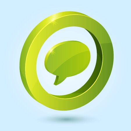 Green bubble speech symbol isolated on blue background. This icon is fully editable.のイラスト素材