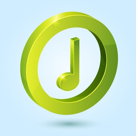 Green music symbol isolated on blue background. This icon is fully editable.のイラスト素材