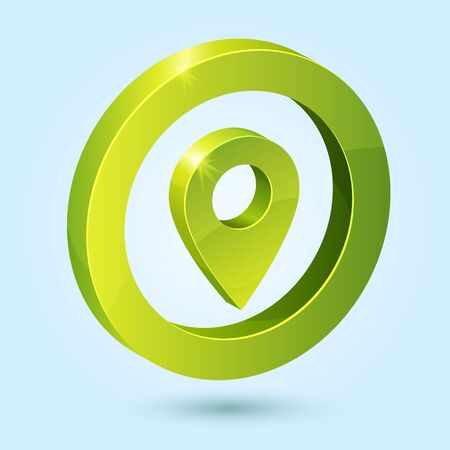 Green map pin symbol isolated on blue background. This icon is fully editable.のイラスト素材