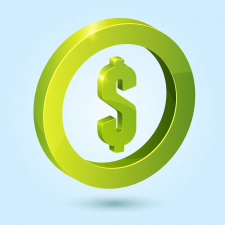 Green dollar speech symbol isolated on blue background. This icon is fully editable.のイラスト素材