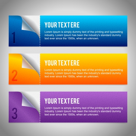 Set of 3 paper bannersのイラスト素材