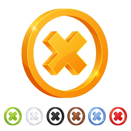 Set of 7 X mark symbol in different colors のイラスト素材