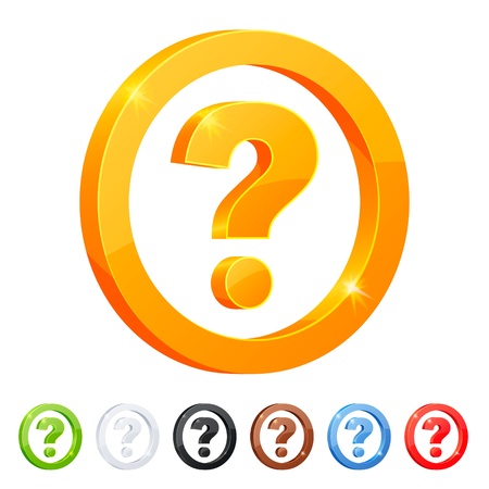 Set of 7 question symbol in different colors のイラスト素材