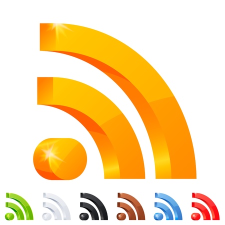 Set of 7 RSS icon in different colors のイラスト素材