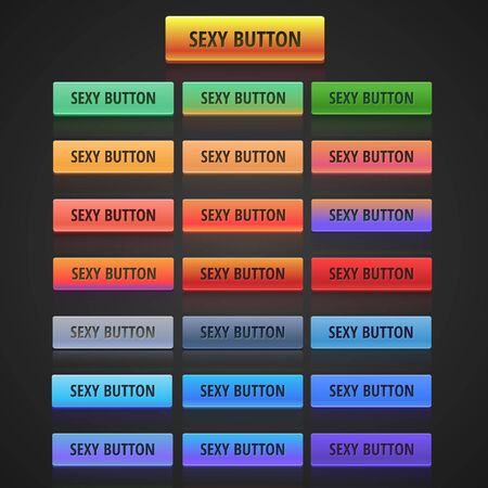 Set of colored web buttons in diffeent styles.のイラスト素材