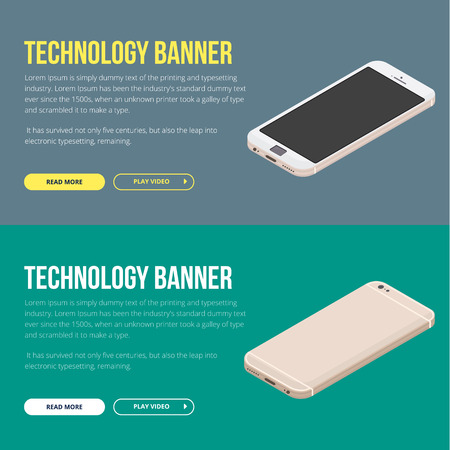 A set of modern vector banners with smartphone. Vector flat design.のイラスト素材