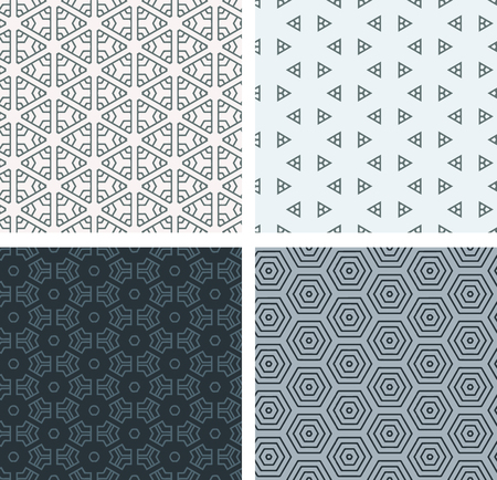 Set of seamless pattern. Geometric repeating pattern background.のイラスト素材