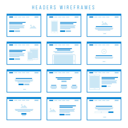 Headers Wireframe components for prototypes.のイラスト素材