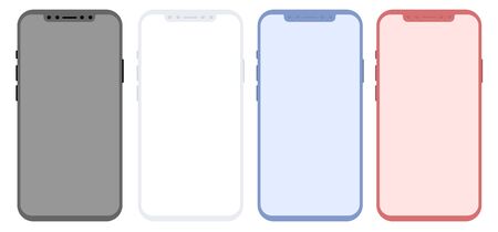 Conceptual modern phone, mock up, isolated on white background. Concept smart phone for design applications.の写真素材