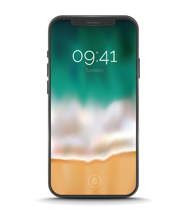 Realistic conceptual smart phone with a bezel-less screen.のイラスト素材