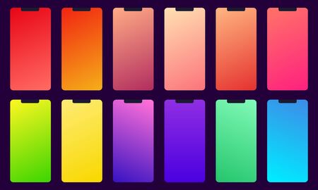 Set of 12 color background with gradients for mobile phoneの写真素材