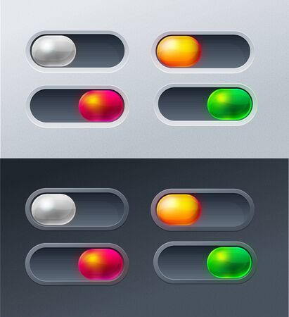 Set of 4 switches for mobile games, applications and websites. Inactive, alert, danger and success state.の写真素材