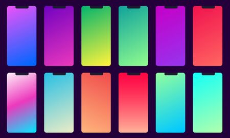 Set of 12 color background with gradients for mobileの写真素材