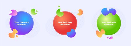 Set of 3 abstract elements isolated on light gray background. Abstract composition with colorful gradients.の写真素材