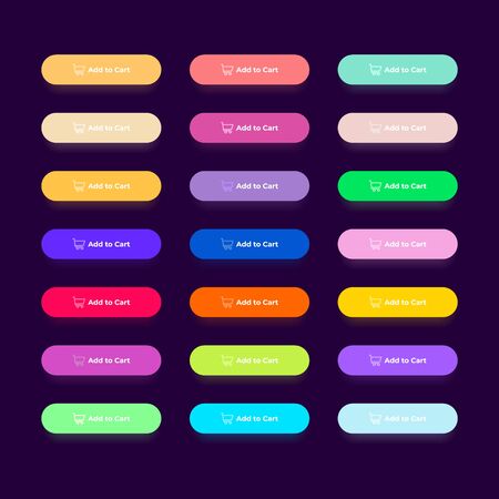 Set of 21 colorful flat buttons for website and mobile applications. Color design ideas for your web projects. User Interface elements.の写真素材