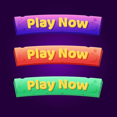Set of 3 Play Now Buttons for arcade video games.のイラスト素材