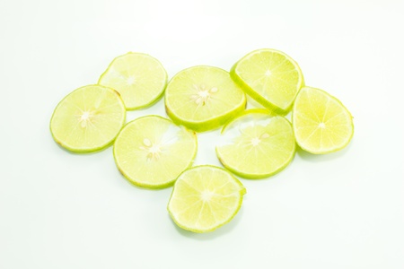 Fresh lime on white backgroundの写真素材