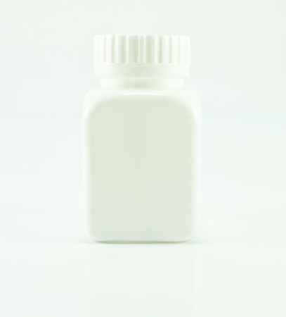 white plastic bottle on white backgroundの写真素材