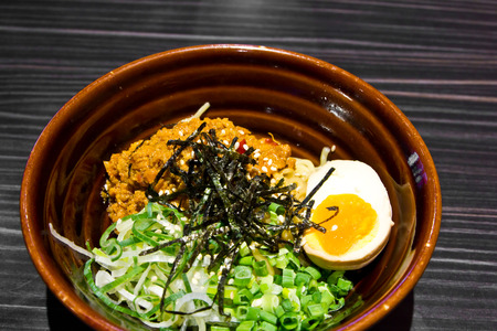 ramen noodles hot and spicy with porkの写真素材