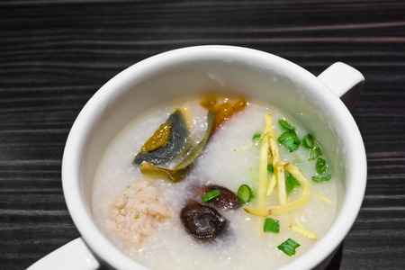 rice gruel with pork mixedの写真素材