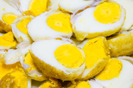 boiled egg fried in plate