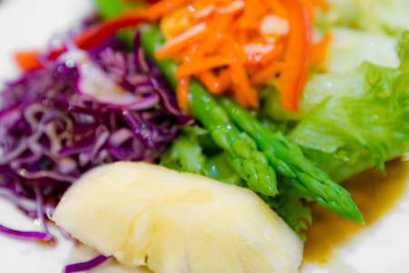 fresh vegetables salad in dishの写真素材