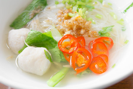 rice noodles with pork ball