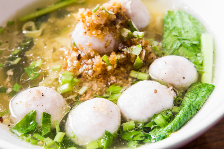 rice noodles with pork ballの写真素材