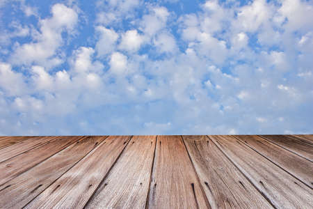 wooden planks with sky backgroundの写真素材