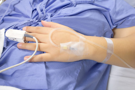 IV solution in a patients hand