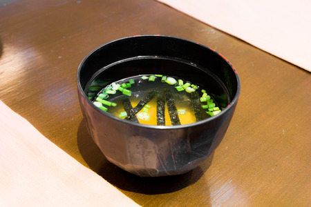 japanese food,miso soup on backgroundの写真素材